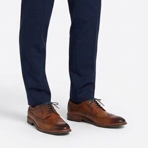 Dune London Tan Leather Wingtip Brogue Derby Shoes - Dark Academia Vibe Size 7
